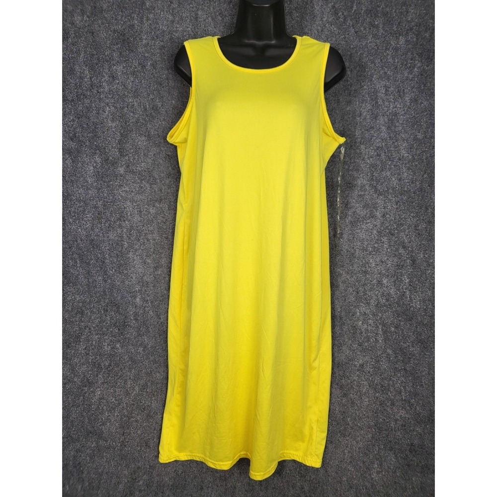 Rouge Collection 2X Yellow Midi Dress Sleeveless Cutout‎ Back Casual Summer Chic